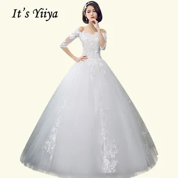 Loď Krku Svadobné Šaty, je To Yiiya BR681 Elegantné Plus Veľkosť Dlho Vestido De Novia Výšivky, Čipky Boho Svadobné Šaty
