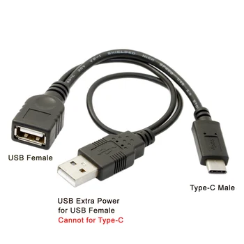 Chenyang USB-C, USB 3.1 Typu C Konektor Samec na Female OTG Kábel s Extral Moc
