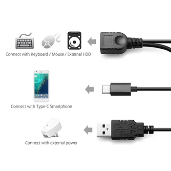 Chenyang USB-C, USB 3.1 Typu C Konektor Samec na Female OTG Kábel s Extral Moc
