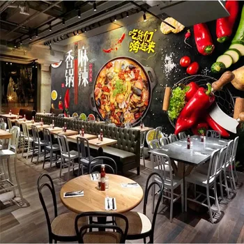 Vlastný Text Čínske Jedlo Pikantné Kadidlo Hrniec Hot Pot Tapetu Pozadia 3D Čínskej Reštaurácii Priemyselné Výzdoba Steny Papier 3D