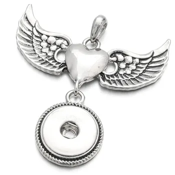 Nová Móda Krása Srdca Krídla Kovové snap prívesok náhrdelník 60 cm fit 18 mm modul tlačidiel snap šperky veľkoobchod XL0144