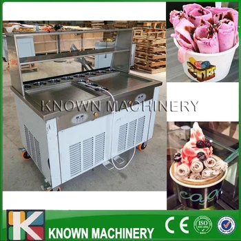 Dvojité veľké námestie panvice s 11 nádrže vyprážané zmrzlina roll stroj s CE certifikované nehrdzavejúcej ocele (doprava Zdarma po mori)