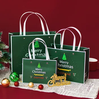 Vianočné Darčeky Taška kraft papier námestie tote tašky vianočné pančuchy, dekorácie pre domov santa štedrý deň retro papier taška