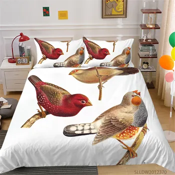3D posteľná bielizeň Nastaviť Bird Tlač Perinu Nastaviť King Size posteľou, Dekor Kráľovná Full Double 2/3ks bytový Textil Pre Deti Dospelých