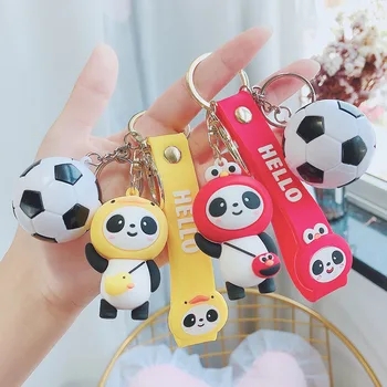 Cvičenie Futbal Keychain Cartoon Silikónové Panda Žaba Bábika Prívesok Charm Taška Auto Prívesok Príslušenstvo Keyring