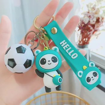 Cvičenie Futbal Keychain Cartoon Silikónové Panda Žaba Bábika Prívesok Charm Taška Auto Prívesok Príslušenstvo Keyring