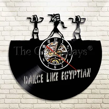 1Piece Egyptský Vinyl Hodiny s LED Podsvietením Vintage Dizajn Osvetlené Nástenné Hodiny Tanca Ako Egyptské LED Wall Prihláste sa
