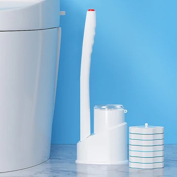 Kúpeľňa Čistenie Cleaner Prútik 8 Náplne Domácnosti Deodorization Dlhá Rukoväť Jednorazové Wc Kefa Set Home ABS S Držiteľa