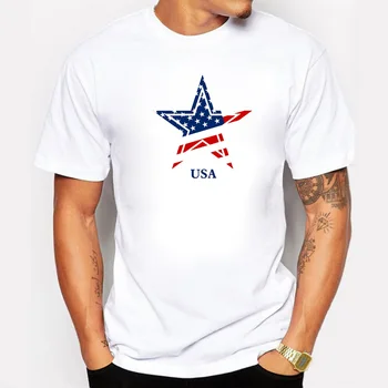 BLWHSA Tieňovanie Americkej Vlajky Päť-špicaté Hviezdy T-shirts Mužov okolo Krku Bavlna Fitness Hip Hop Vlajku USA Top Značky Oblečenie