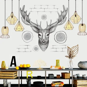 Nordic Elk Jeleň Stenu, Nálepky Visí Lampa Obývacia Izba, Spálňa Pozadie Dekoratívne Maľby Samolepiace Domov Nástenná Maľba