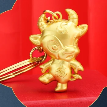 1 Ks Čínskeho Zverokruhu Ox Rok Krúžok Na Kľúče Prívesok Šťastie Bull Keychain Darček, Suvenír