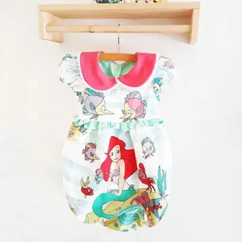 Roztomilý Novonarodené Dievčatká Cartoon Morská Ryba Kombinézu Jumpsuit Oblek Oblečenie 0-24M