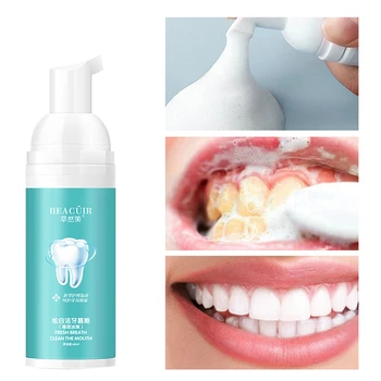 Bielenie zubov Čistenie Mousse Odstránenie Plaku Škvrny Ústne Zápach Svieži Dych, Svetlé Zuby, zubná pasta Zubná Starostlivosť Nástroj 60 g