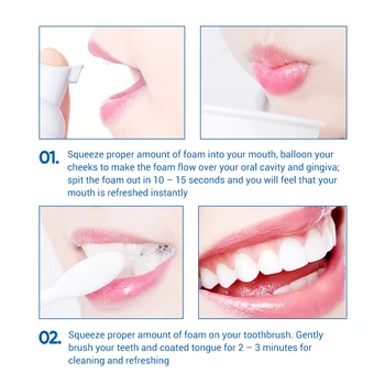 Bielenie zubov Čistenie Mousse Odstránenie Plaku Škvrny Ústne Zápach Svieži Dych, Svetlé Zuby, zubná pasta Zubná Starostlivosť Nástroj 60 g
