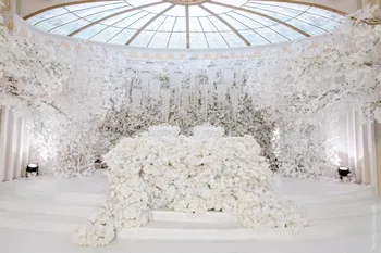 Biele svadobné rekvizity fáze pozadí dekorácie kvet Biely umelý ginkgo biloba Biele listy 4 farby