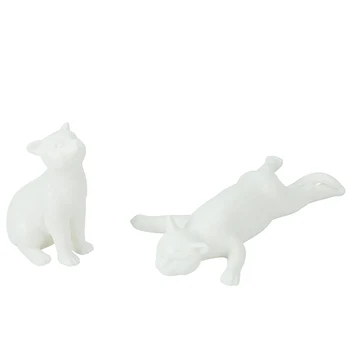 Porcelán 6typ 11 cm Biela Mačka Socha Mačiatko, Keramické Sochy Šťastie Bielej Keramiky Feng Shui Domova