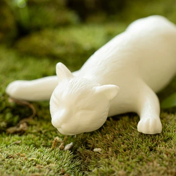 Porcelán 6typ 11 cm Biela Mačka Socha Mačiatko, Keramické Sochy Šťastie Bielej Keramiky Feng Shui Domova
