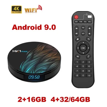 HK1MAX Android 9.0 Smart TV Box Quad Core 2.4 G/5G Wifi, BT 4.0 DDR3 4K HDR Media Player VS X96 HK1 MAX MINI Set-Top-Box
