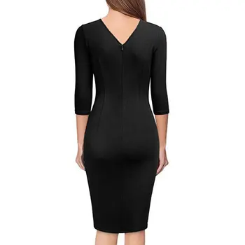 2019 Jeseň Elegantné Party Šaty Žien tvaru Office Šaty Dámske Tesné Šaty Bodycon Slim Fit Koleno Dĺžke Šaty Žena