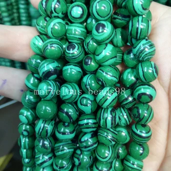 Doprava zadarmo Krásne Šperky 8 mm Zelený Malachit Rondelle Ženy Muži Dištančné Voľné Korálky 15