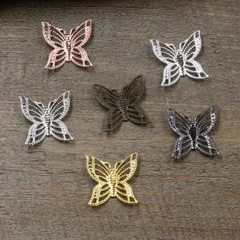 15*17 mm Zliatiny Motýľ Padlých Lístkov Šarm/Prívesok Medi s Antique Bronze/Silver/Black/Zlatá farba,DIY Vlásenky Príslušenstvo