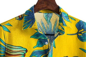 2020 Havajské Kvet-Krátke Rukávy Tričko Mužov Módne Ovocie Vytlačené Voľné Bavlnené a Ľanové Top Pánske Šaty, Košele Plus Veľkosť 5XL