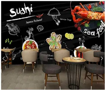 Prispôsobený potravín abstraktných de parede,tabuľa, morské plody lobster fresky na obývacia izba, reštaurácia, bar pozadie domova tapety