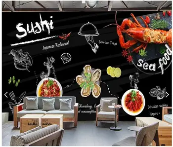 Prispôsobený potravín abstraktných de parede,tabuľa, morské plody lobster fresky na obývacia izba, reštaurácia, bar pozadie domova tapety