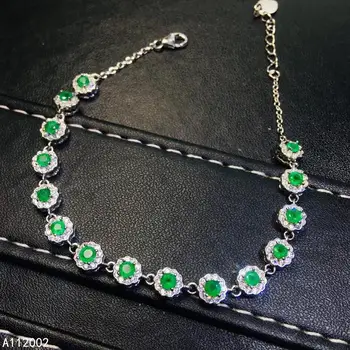 KJJEAXCMY jemné šperky prírodné Emerald 925 sterling silver ženy, drahokam ruke náramok podporu test luxusné nádherné