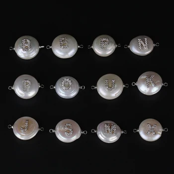 5 ks/veľa prírodných mince sladkovodné perly perličiek 26 počiatočné písmeno abecedy názov kúzlo zlato odkaz ženy náramok svadba, narodeniny