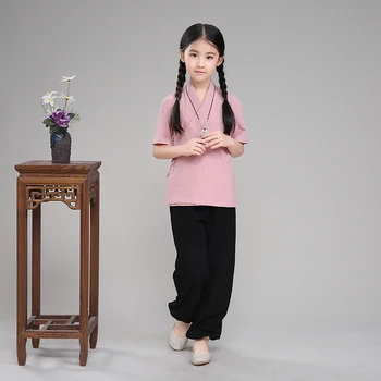 Deti Čínsky Trditional Kostým Topy +Nohavice Hanfu Kostým Oblečenie Chlapec Dievčatá Kimono Cosplay Kostým Tang Oblečenie 89