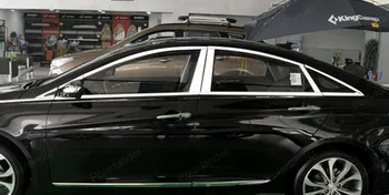 Vonkajšie Príslušenstvo úplné Okno Orezania Nerezovej Ocele pre Hyundai Sonata s center pilier Dekorácie Pásy