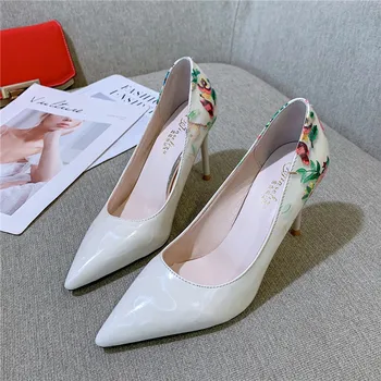 2020 jar nové módne dámske dvojhra topánky farby zodpovedajúce poukázal tlač jednoduché svadobné hostiny, dámske vysoké podpätky U28-19