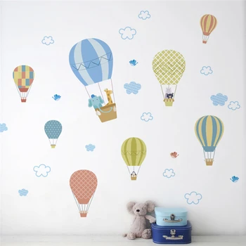 Cartoon teplovzdušné balóny mraky samolepky na stenu pre deti izby domova zvieratá stenu nástenné art