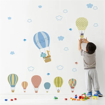 Cartoon teplovzdušné balóny mraky samolepky na stenu pre deti izby domova zvieratá stenu nástenné art