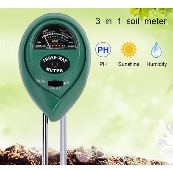 3 V 1 Pôdne PH Tester Pôdnej Vlhkosti a Slnečnému žiareniu PH Meter Tester pre Rastliny, Kvety, PH, Vlhkosť, Merač Digitálny Tester Záhradníctvo Nástroj