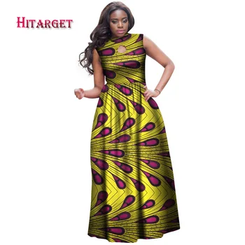 Hitarget Danshiki Lete Afriky Šaty pre Ženy Africkej Tlače Odevy bez Rukávov Sexy Maxi Šaty Plus Veľkosť prispôsobené WY4147