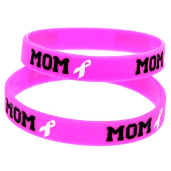 OBH 1PC Mama a Rakovina Páse s nástrojmi Silikónový Náramok Ružový Debossed Logo pre Podporu