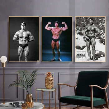 Maliarske plátno Arnold Schwarzenegger - Kulturistika Motivačný Citát Plagát a Vytlačí Gym Fitness Športové Wall Art Obrázok