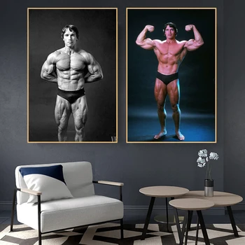 Maliarske plátno Arnold Schwarzenegger - Kulturistika Motivačný Citát Plagát a Vytlačí Gym Fitness Športové Wall Art Obrázok