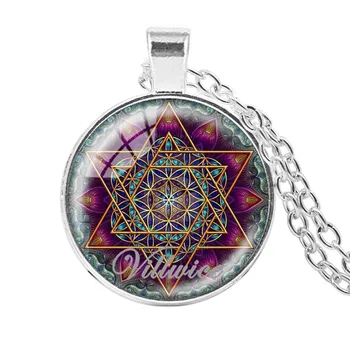VILLWICE metatron je kocka prívesok kvet života mandala náhrdelník umelecké sklo hviezda david posvätná geometria šperky ženy muži