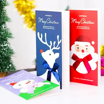 6 Vzory Vianočné Luk Pohľadnice, Obálky Červená Požehnanie Karty Prázdny Papier Karty Snehu Santa Claus Elk Nový Rok Karty, Nastaviť