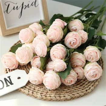 10pcs Hodváb Ranunculus Kvetinové Stonky Umelé Čaj Rose Pobočiek 5 farieb pre Svadobné Centerpieces Dekoratívne Kvety