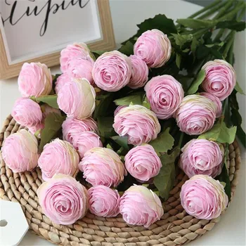 10pcs Hodváb Ranunculus Kvetinové Stonky Umelé Čaj Rose Pobočiek 5 farieb pre Svadobné Centerpieces Dekoratívne Kvety