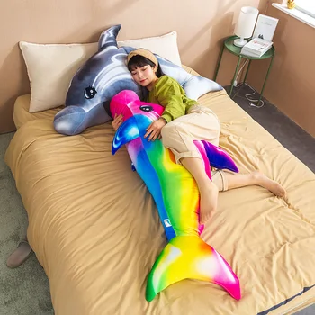56-120 cm Kawaii Dúhové Mäkké Dolphin Oblečenie pre Bábiky Plnené Rainbow Zvierat Vankúš Tvorivé Deti Hračka Vianočný Darček pre Dievčatá