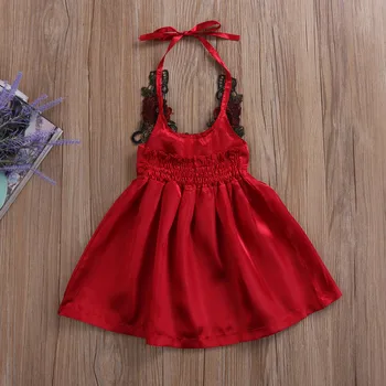Letné Detské Dievčenské Šaty Halterneck 3D Kvet bez Rukávov Popruh Strany Kvetinový Sprievod Dressess Sundress Oblečenie Batoľa Detský Oblečenie