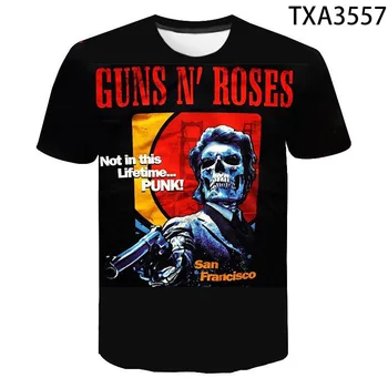 Móda Guns n Roses 3D Vytlačené T Shirt Letné Štýl Mužov, Ženy, Deti, Krátky Rukáv Chlapec dievča Deti Bežné Streetwear Top Tees