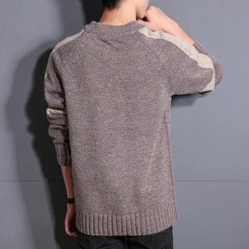 Pánske svetre Zimné kórejská verzia trend kolo krku pulóver s dlhým rukávom príležitostné voľné sveter mužov core priadza Pekný sveter