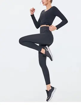 2 KS ženy šport vyhovovali zimné bežecké tričko nosiť jogy nastaviť telocvični dlhý rukáv tees fitness cvičenia, tanečné oblečenie outdoor