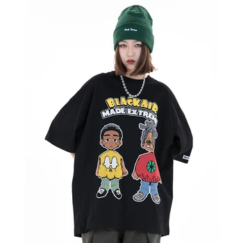 ženy, pánske oblečenie Posádky krku, krátke sleeve T-shirt Reflexné zafarbenie Hiphop High street Harajuku streetwear nadrozmerné ČAJ